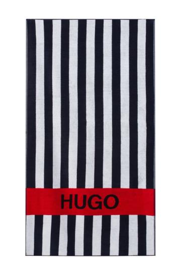 Ręcznik Plażowy HUGO Striped Cotton Terry Głęboka Niebieskie Męskie (Pl58531)